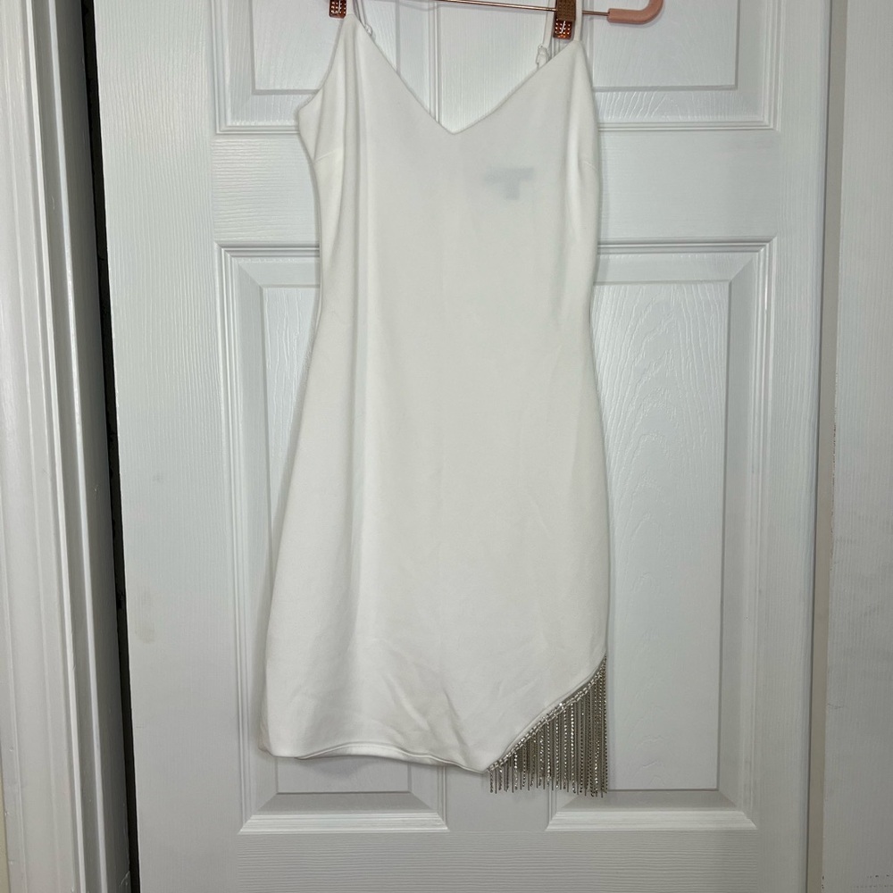 City Studio White Mini Dress with Fringe
